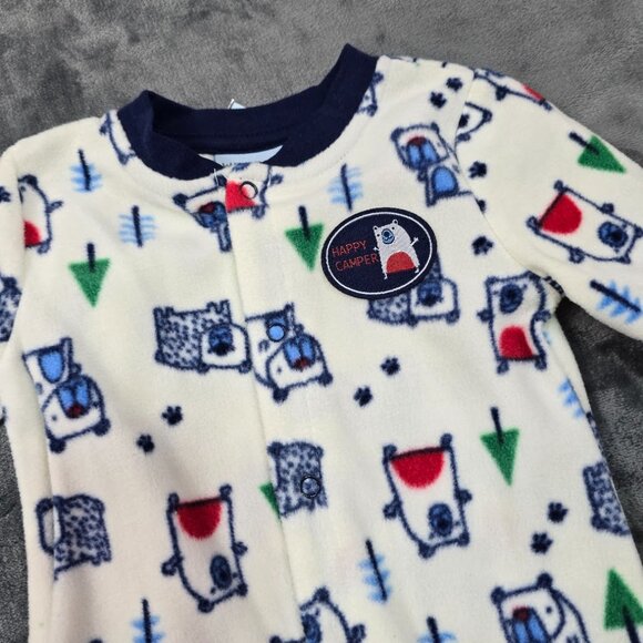 Weeplay Fleece Footed Pajamas 0–3M Set of 2 Happy Camper Bear Print NWT - Picture 5 of 7